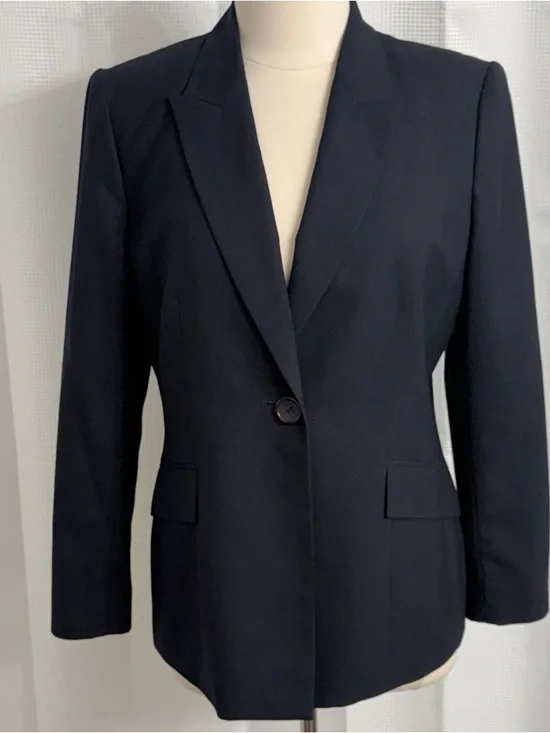 Kasper Women's Long Sleeve Classic Structured Single Breasted Blazer, Navy Blue - Picture 6 of 8